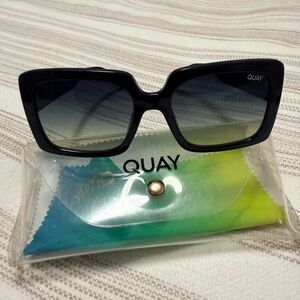Quay Australia Black Oversized Square Sunglasses with Gradient Lenses
